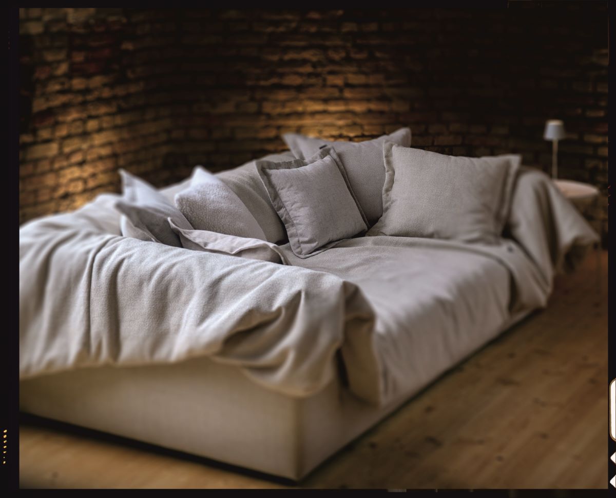 Solid Wave Sofa weiß mit Decke